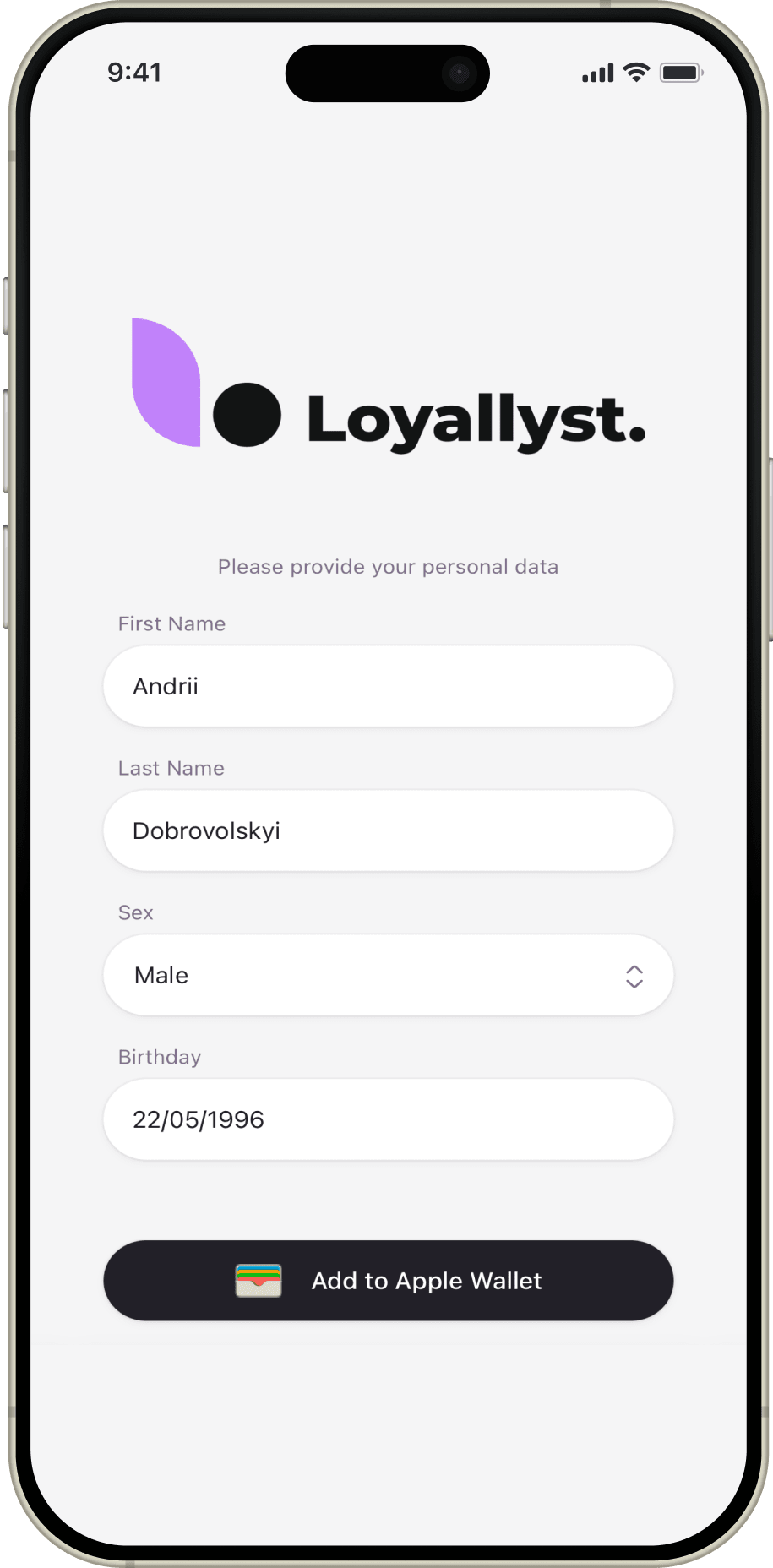 Fills out registration form