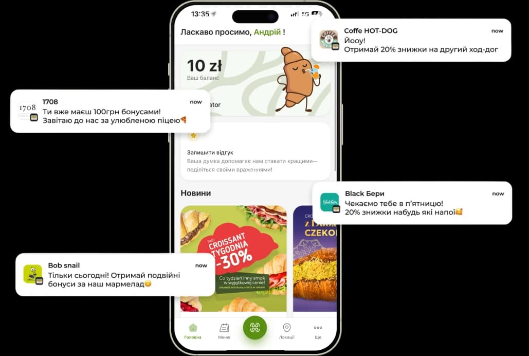 Loyallyst mobile app with personalized push notifications