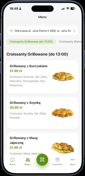 Menu by categories