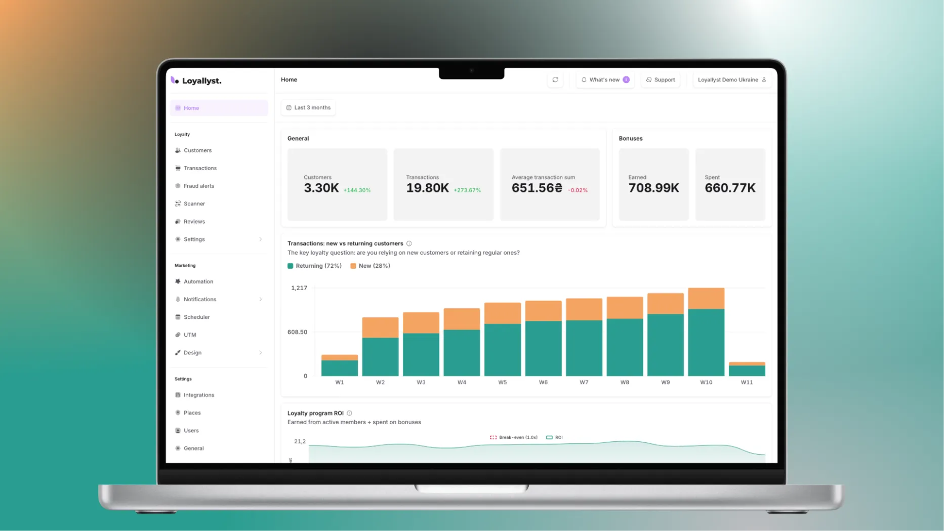 Business owners reviewing customer data in Loyallyst CRM on a laptop